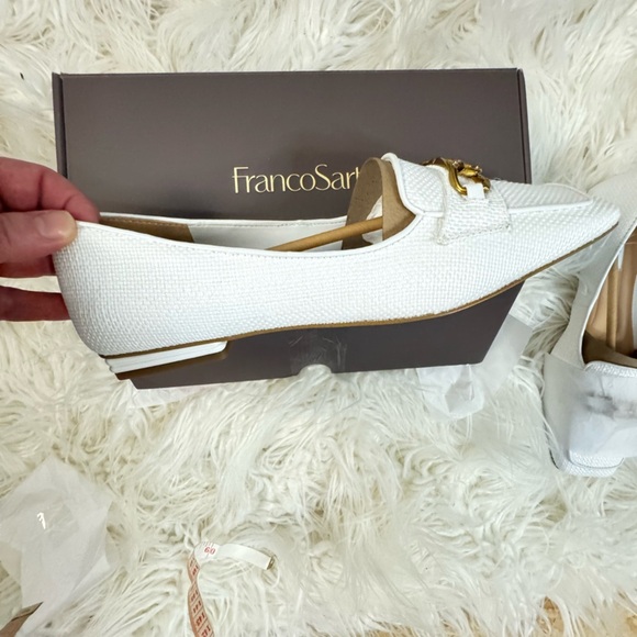 Franco Sarto Tiari Chain Square Toe Loafer White Leather Size 11 - Picture 8 of 8